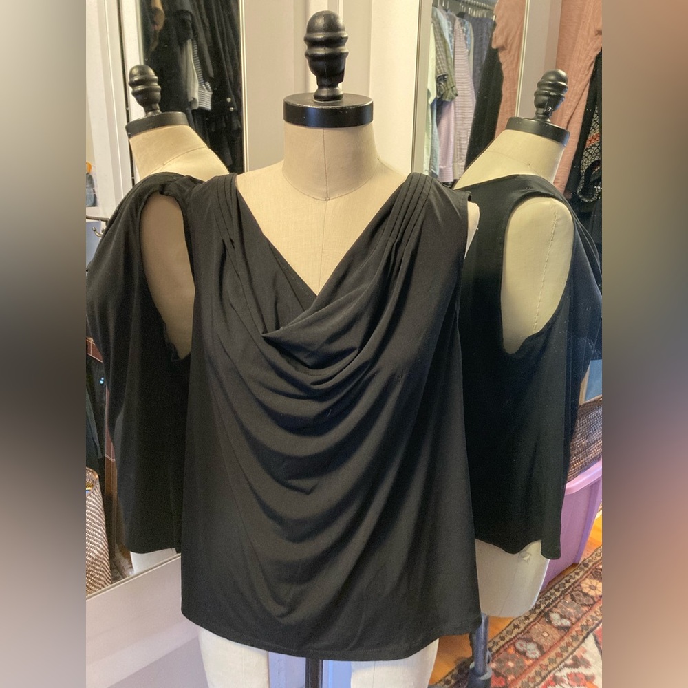 Premise - Black Drape Neck Sleeveless Blouse - Size XL